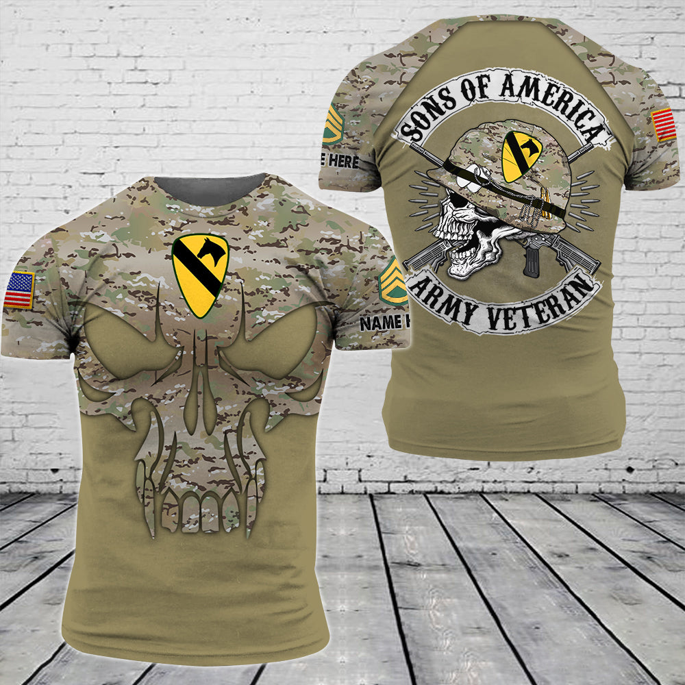 Personalized All Over Print Shirt Skull Sons Of America US Army Veteran Custom Shirt For Soldier Veteran K1702 Trhn