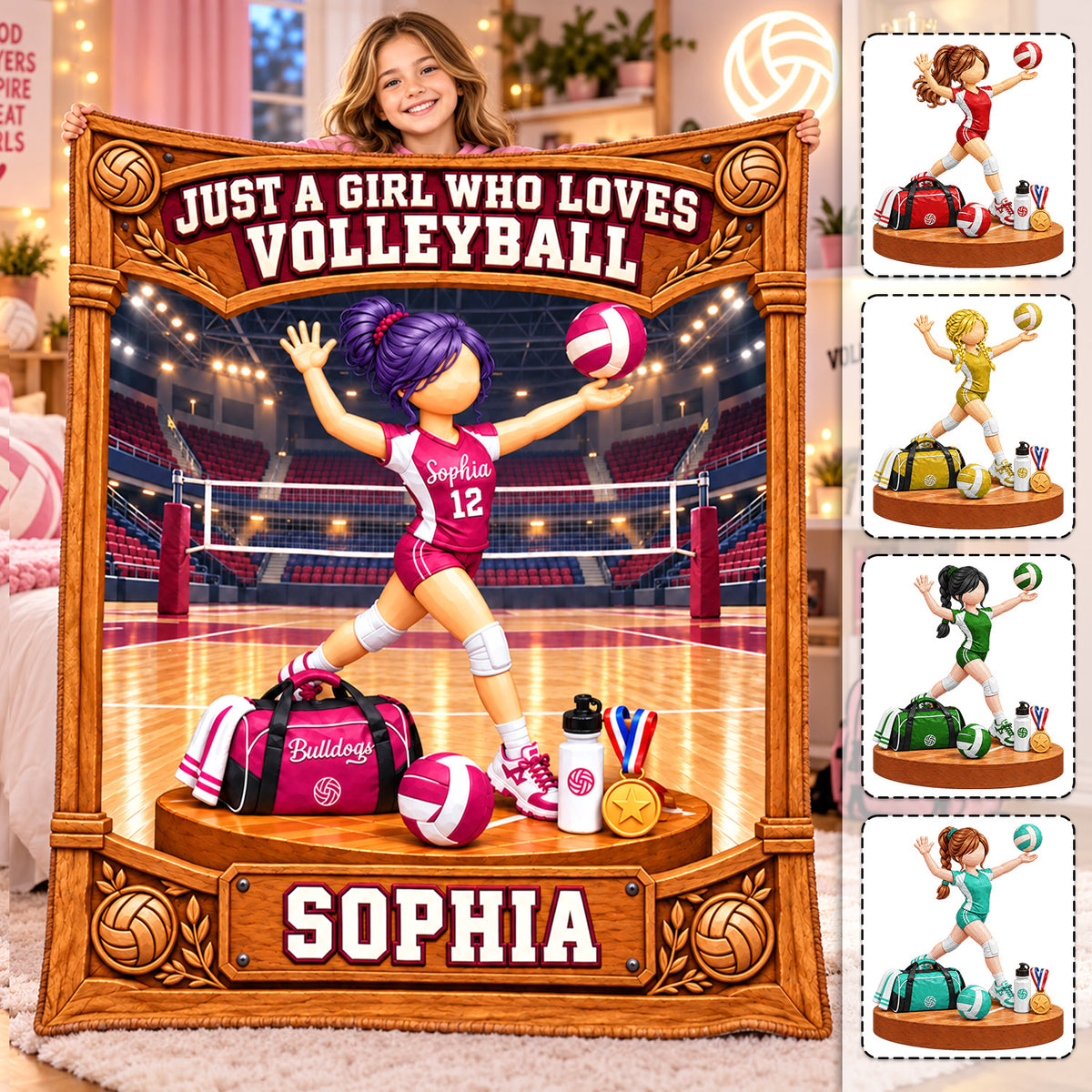 Just A Girl Who Loves Volleyball, Personalized Volleyball Girl Blanket, Custom Player Name Gift, Gift For Volleyball Lovers C2408 Hv01 KL07