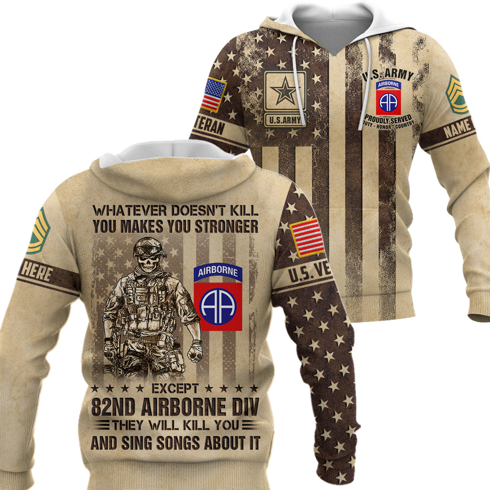 Custom All Over Print Shirt Whatever Doesn't Kill You Makes You Stronger  Military Division Veteran Skull Shirt Gift For Veteran K1702 Trhn