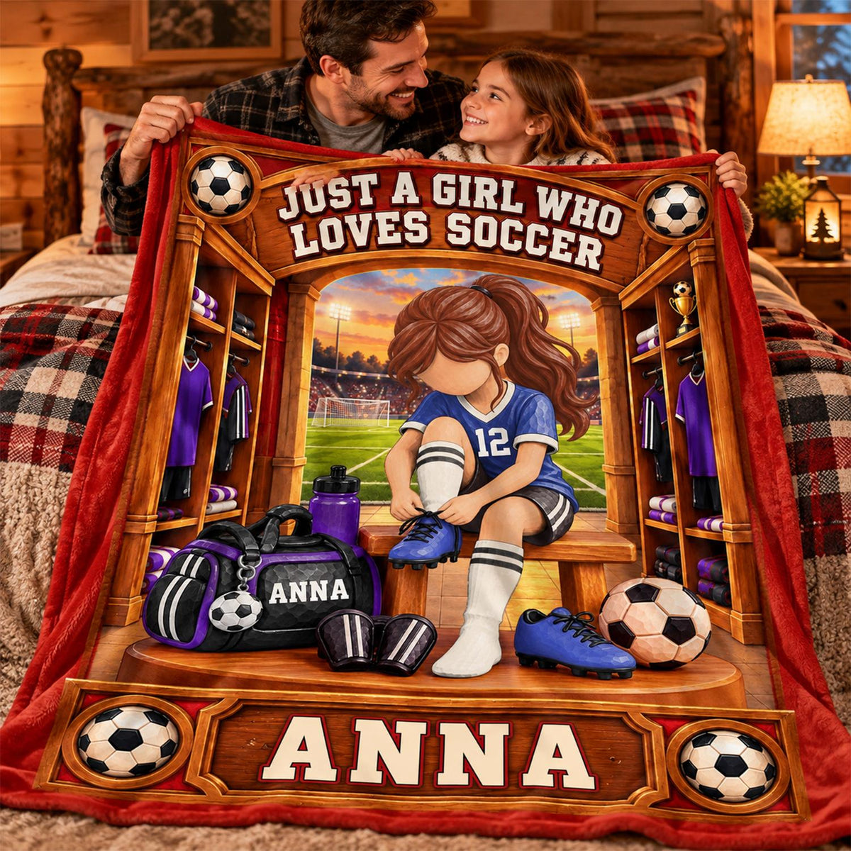 Personalized Soccer Player Blanket, Custom Name Soccer Player Gift Vr2 C2408 Hv01 DH09