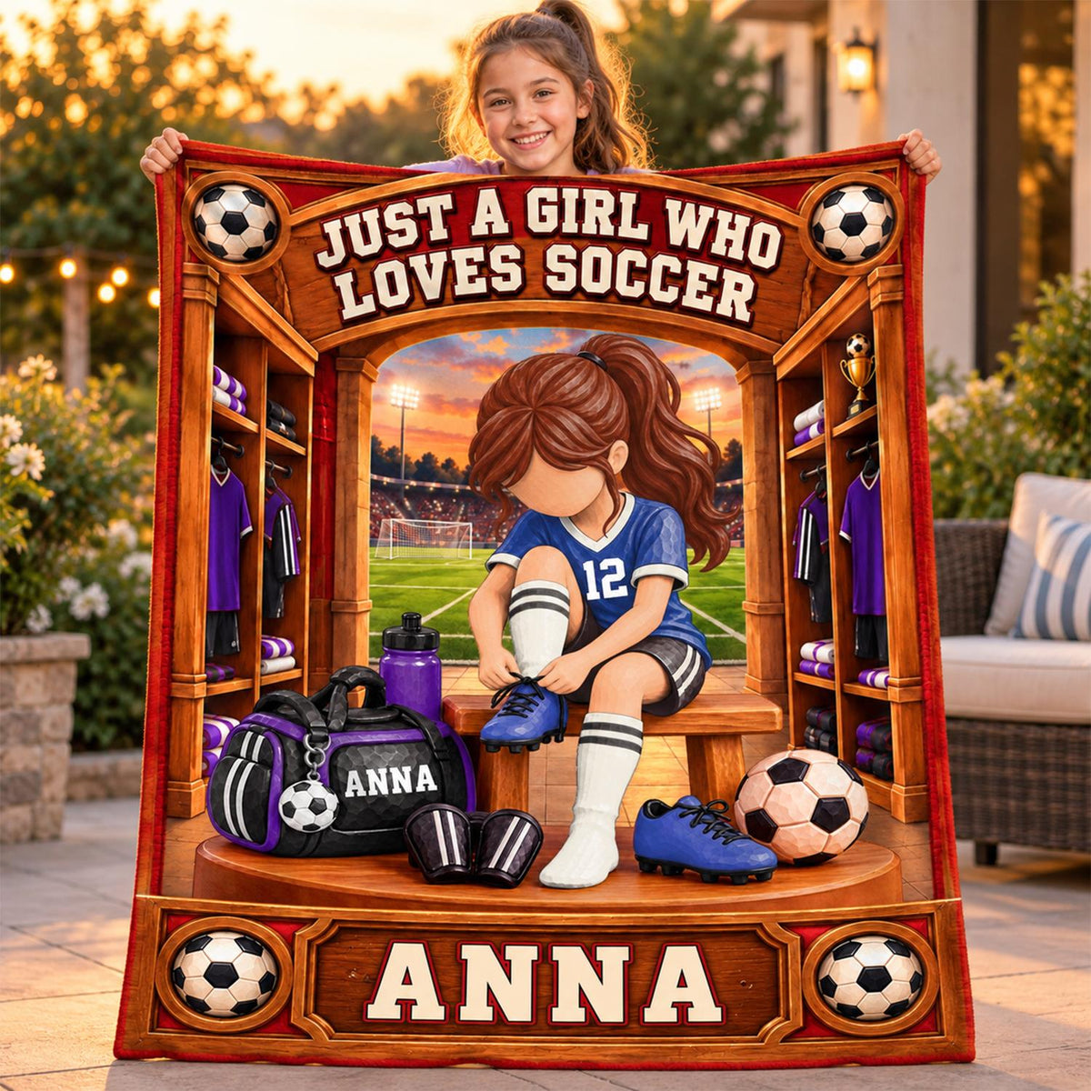 Personalized Soccer Player Blanket, Custom Name Soccer Player Gift Vr2 C2408 Hv01 DH09