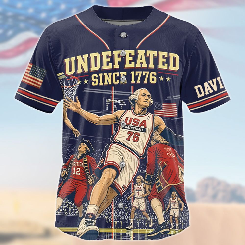 Undefeated Since 1776 Custom Baseball Jersey – USA Basketball Patriotic Jersey Gift T24