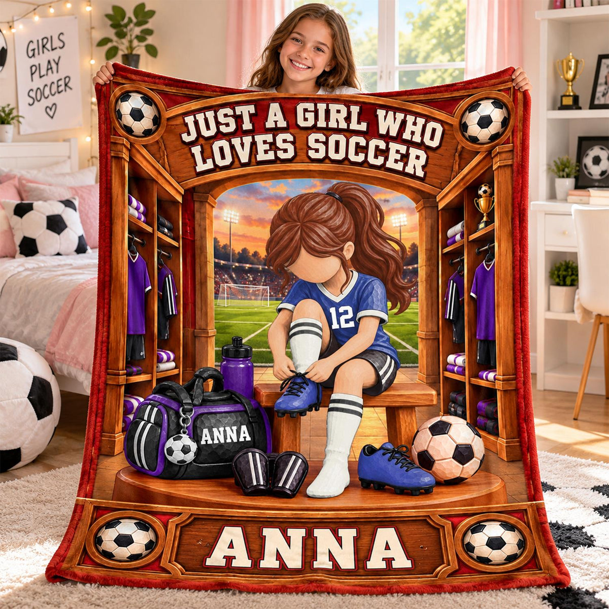 Personalized Soccer Player Blanket, Custom Name Soccer Player Gift Vr2 C2408 Hv01 DH09