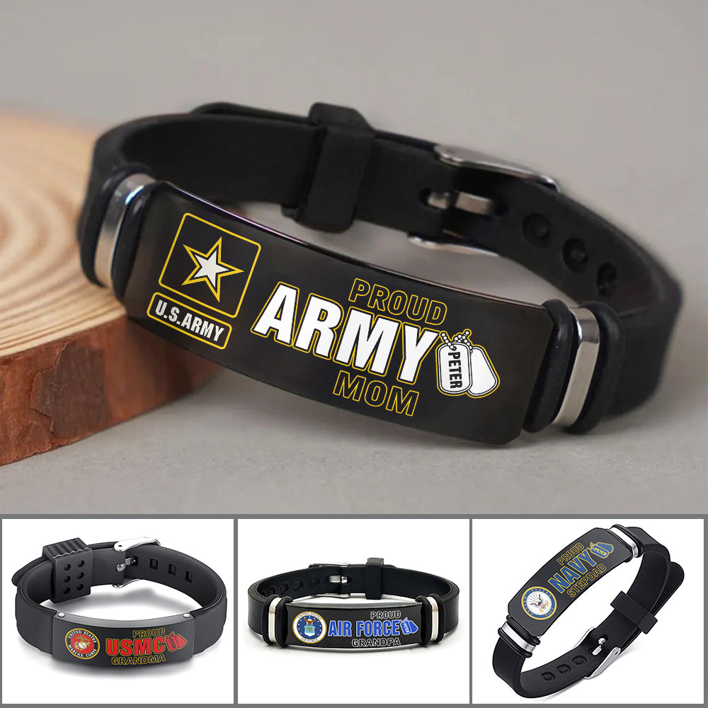 Custom Military Bracelet Proud Army Mom Dad Gift For Military Family Members Support Our Troops Shirt K1702 Trhn