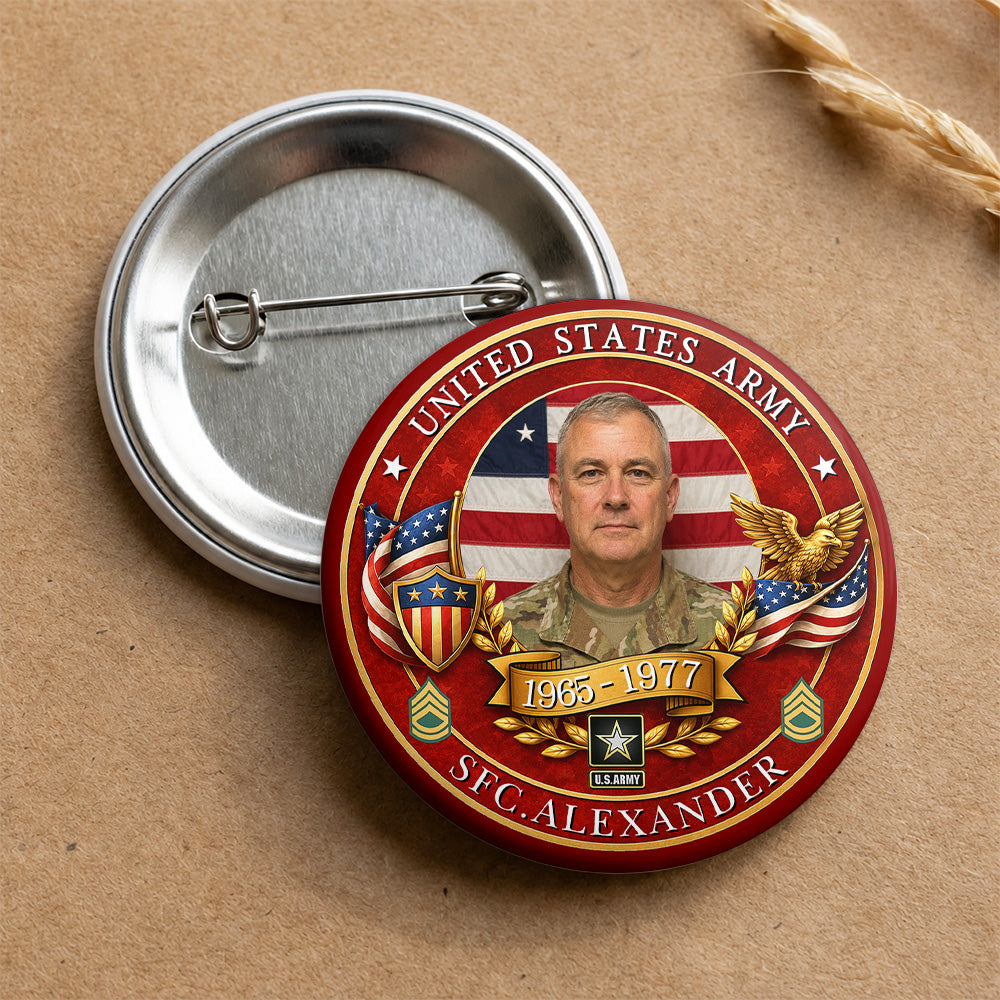 Custom Veteran Photo Pin Buttons Gift For Family Veterans  Accessories Gift K1702 MT2