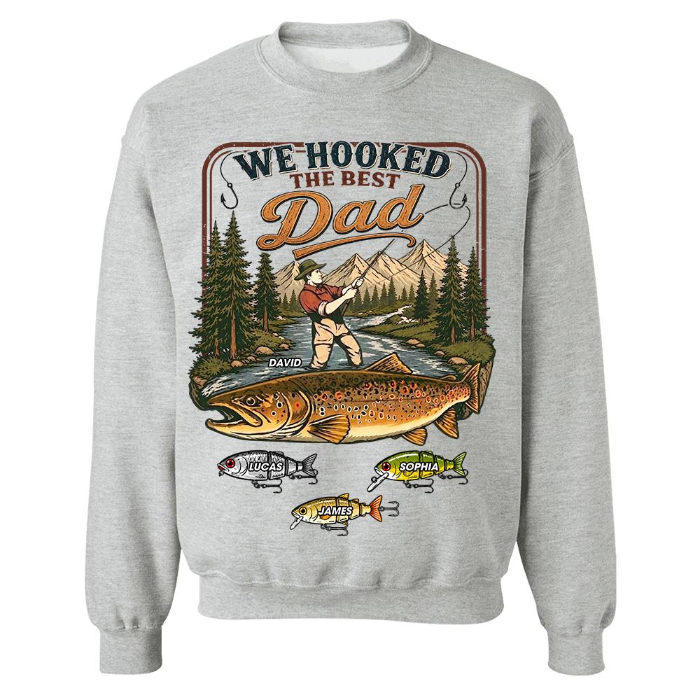 We Hooked The Best Dad, Personalized Fishing Dad Shirt With Custom Kids, Gift For Fishing Fathers Day, Gift For Dad Husband Grandpa MI209 Hv01