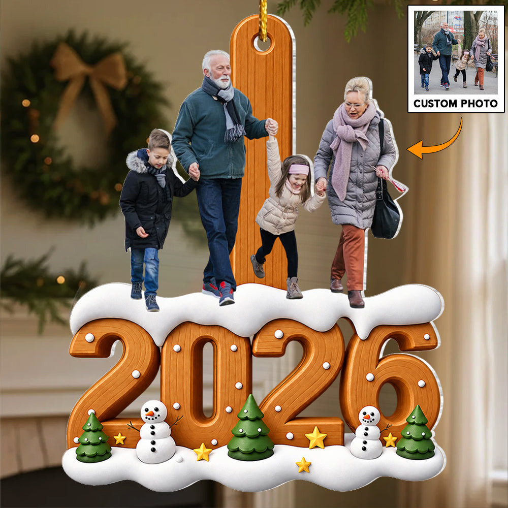 Custom Photo Christmas Family - Personalized Custom Shaped Acrylic Ornament VH01