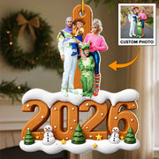 Custom Photo Christmas Family - Personalized Custom Shaped Acrylic Ornament VH01