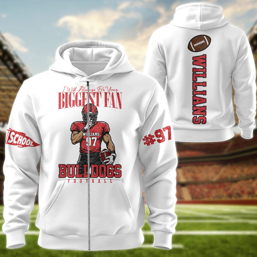 Personalized I Will Always Be Your Biggest Fan, Custom Football Player Arts Sport Gameday Shirt, Gift For Football Mom Grandma Football Lovers MI209 T24