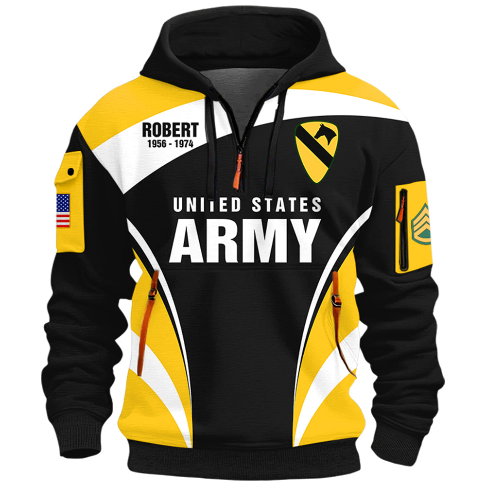 US Veteran Hoodie Half Zipper And Pants Custom All Branches Military Proudly Served Gift For Veterans All Over Print Shirt K1702 Trhn