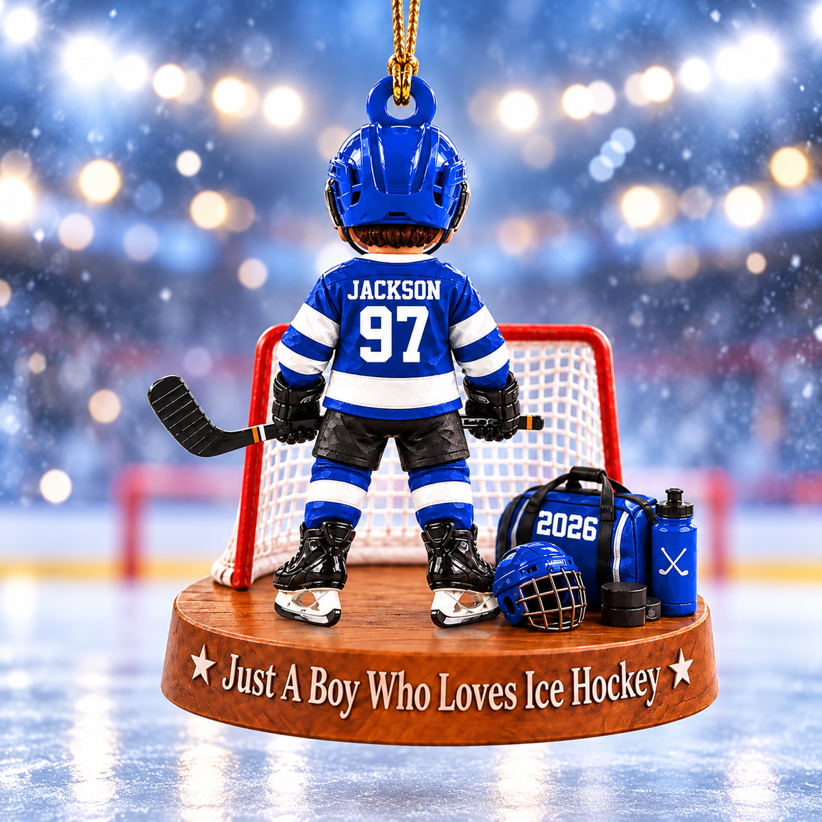 Custom Just A Boy Who Loves Ice Hockey Ornament, Christmas Tree Decoration, Hockey Gift L0411 Pt99