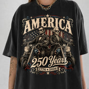 America 250 Years Biker MC Patriotic Motorcycle Shirt, 1776 2026 USA 250th Anniversary Vintage Graphic Tee Hv01