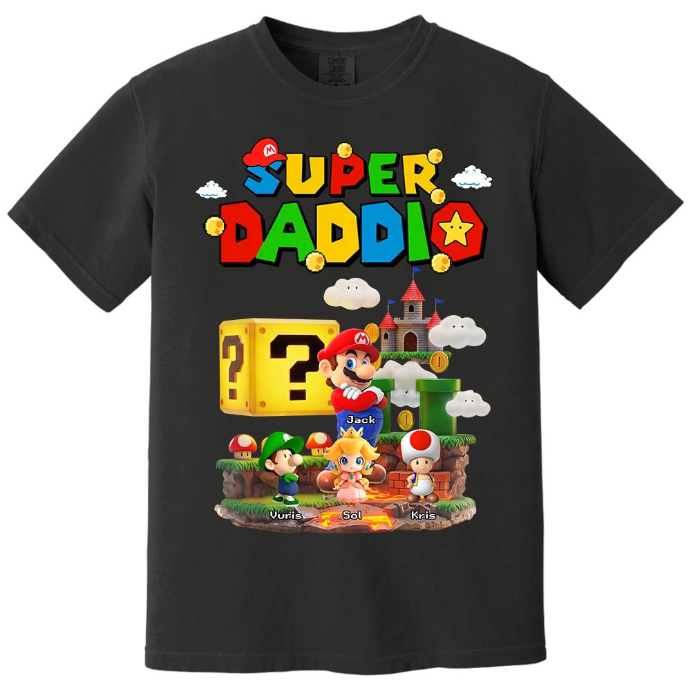 Super Daddio, Personalized Dad Shirt with Custom Kids Name, Gift For Dad, Gift For Father's Day MI209 T24