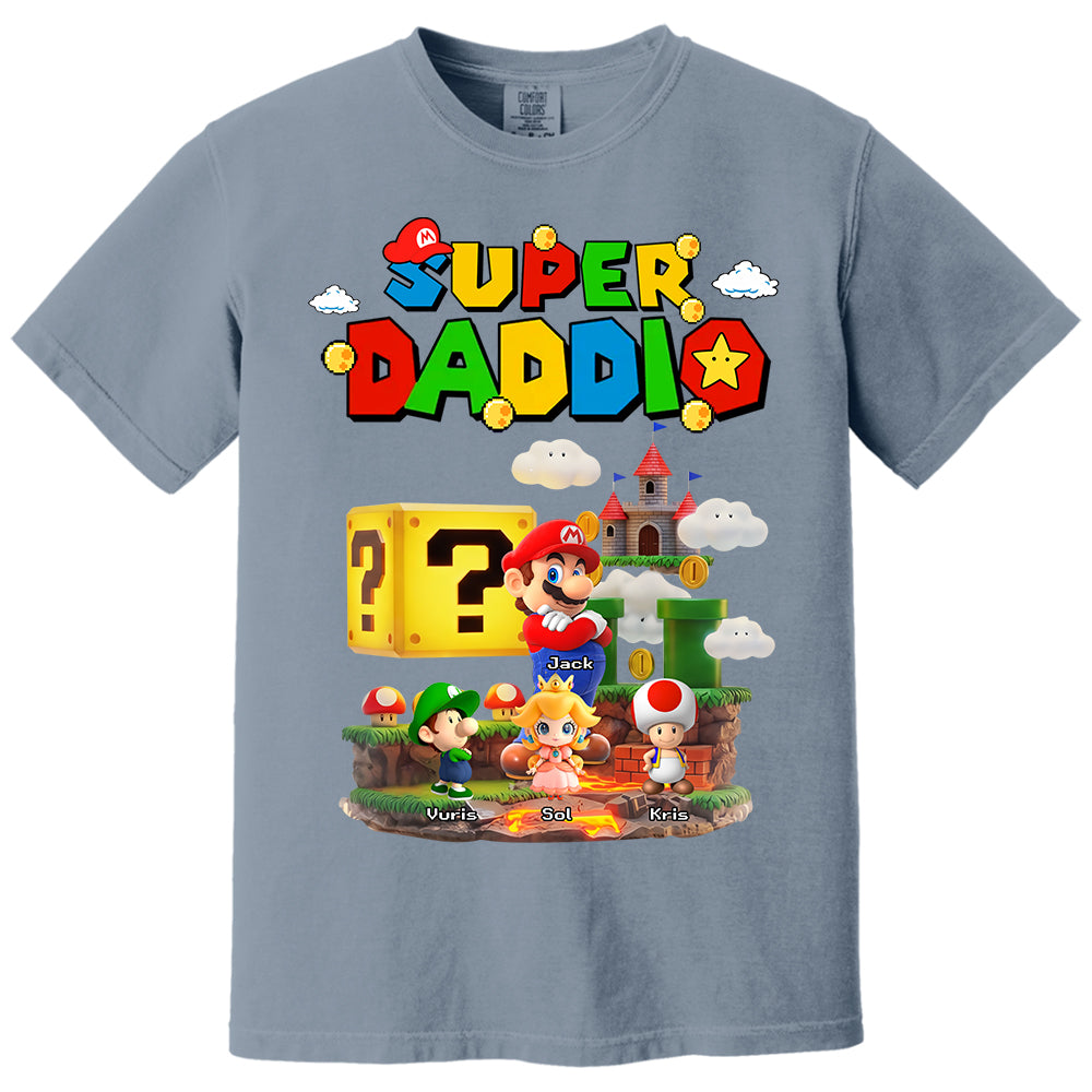 Super Daddio, Personalized Dad Shirt with Custom Kids Name, Gift For Dad, Gift For Father's Day MI209 T24