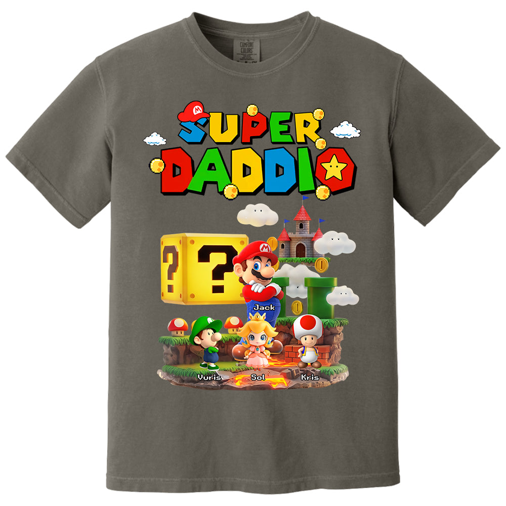Super Daddio, Personalized Dad Shirt with Custom Kids Name, Gift For Dad, Gift For Father's Day MI209 T24