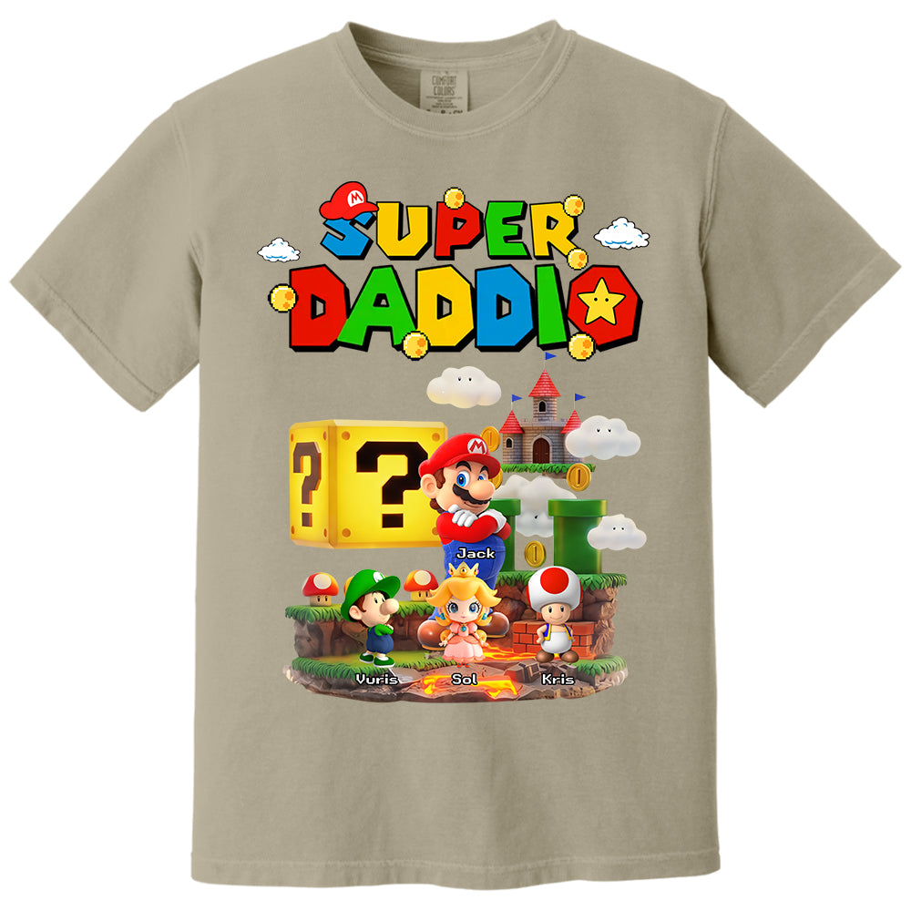 Super Daddio, Personalized Dad Shirt with Custom Kids Name, Gift For Dad, Gift For Father's Day MI209 T24