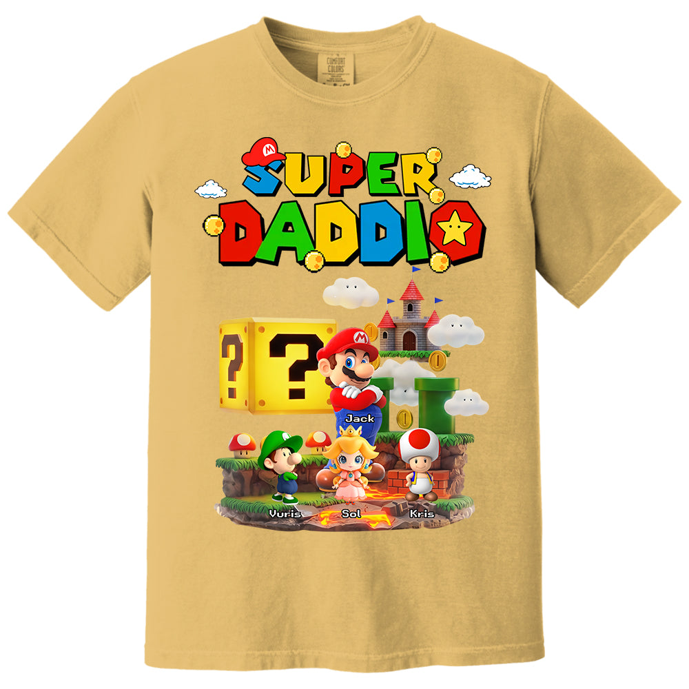 Super Daddio, Personalized Dad Shirt with Custom Kids Name, Gift For Dad, Gift For Father's Day MI209 T24