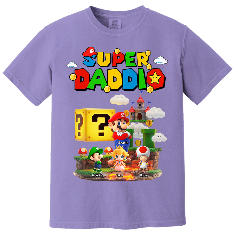 Super Daddio, Personalized Dad Shirt with Custom Kids Name, Gift For Dad, Gift For Father's Day MI209 T24