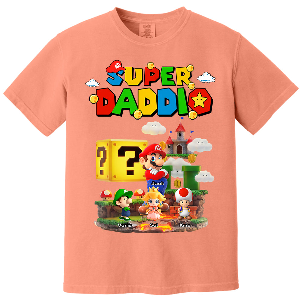 Super Daddio, Personalized Dad Shirt with Custom Kids Name, Gift For Dad, Gift For Father's Day MI209 T24
