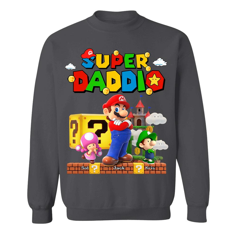 Best Dad Ever Super Daddio, Personalized Daddio Shirt Custom Kids Name, Gift For Dad, Gift For Father's Day Vr2 MI209 Hv01