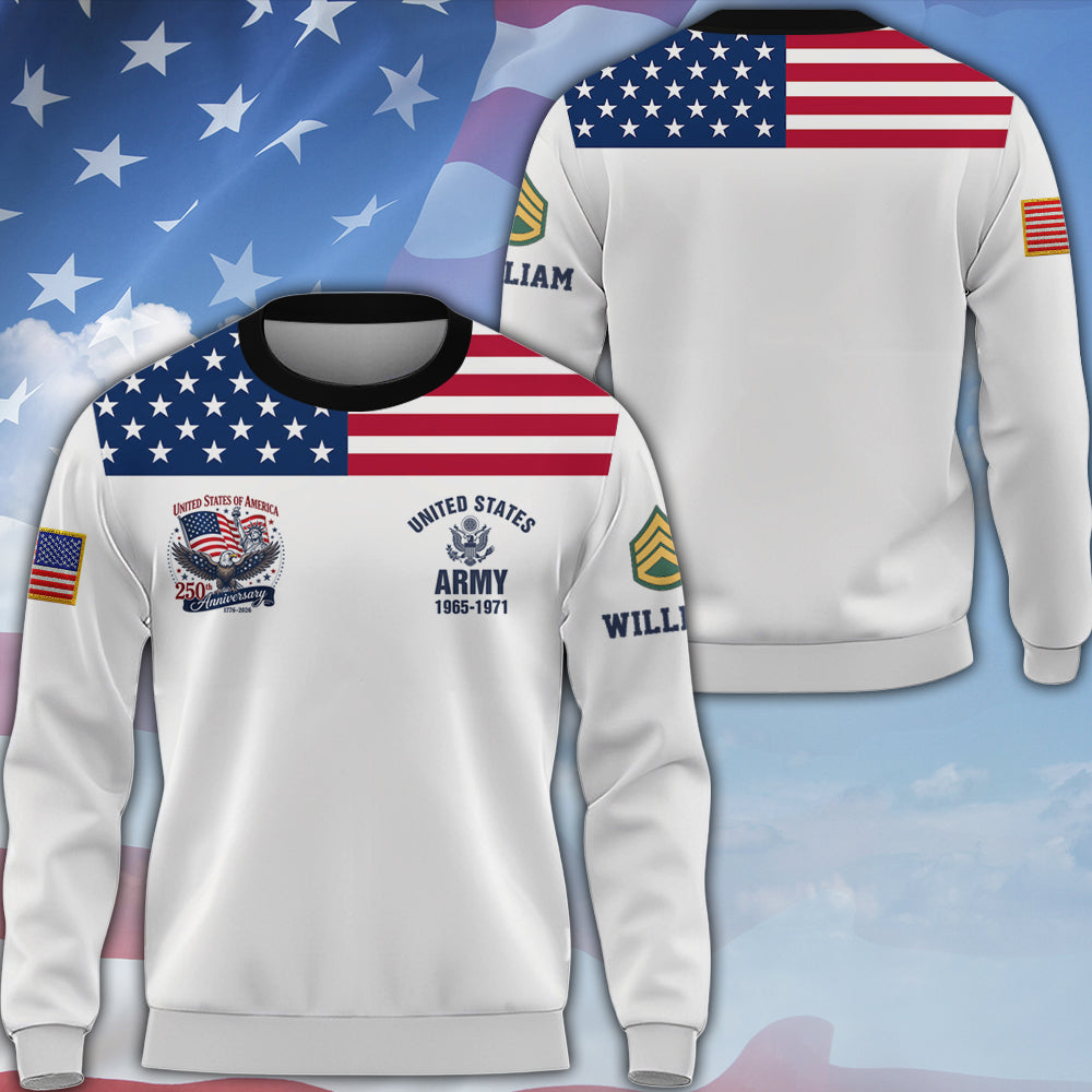 Custom Shirt U.S 250th Anniversary ,America 250th Birthday Available All Military Branches Gift For Veterans K1702 MT2