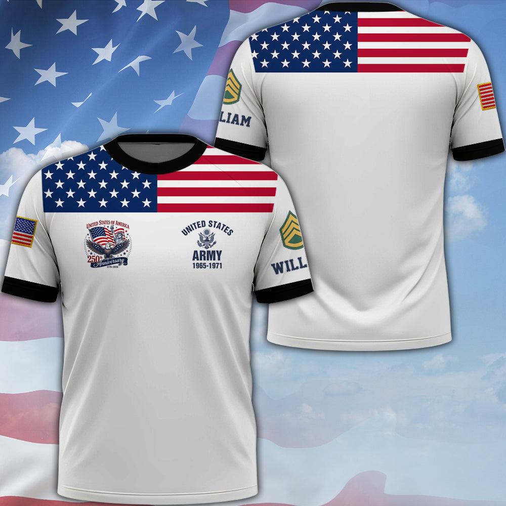 Custom Shirt U.S 250th Anniversary ,America 250th Birthday Available All Military Branches Gift For Veterans K1702 MT2
