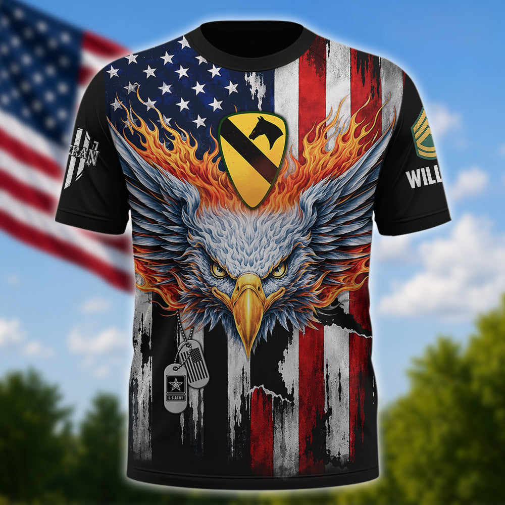 Personalized All Over Print Shirt For Veteran Available All Military Branch Eagle Flag America Gift For Veterans Dad, Grandpa K1702 MT2
