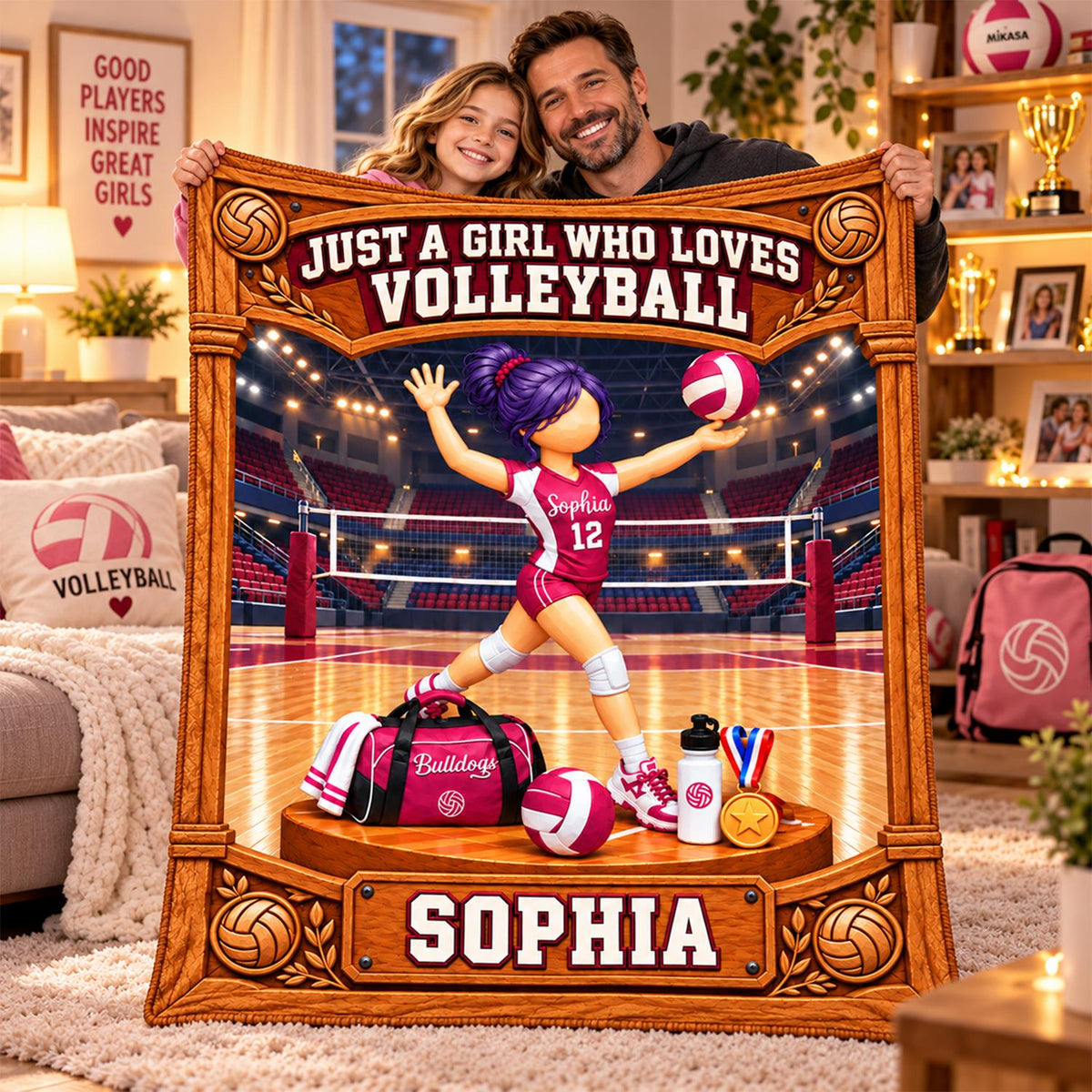 Just A Girl Who Loves Volleyball, Personalized Volleyball Girl Blanket, Custom Player Name Gift, Gift For Volleyball Lovers C2408 Hv01 KL07