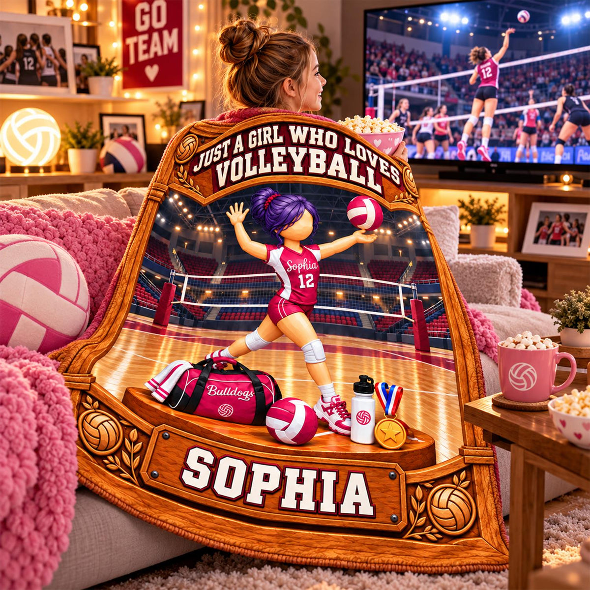 Just A Girl Who Loves Volleyball, Personalized Volleyball Girl Blanket, Custom Player Name Gift, Gift For Volleyball Lovers C2408 Hv01 KL07