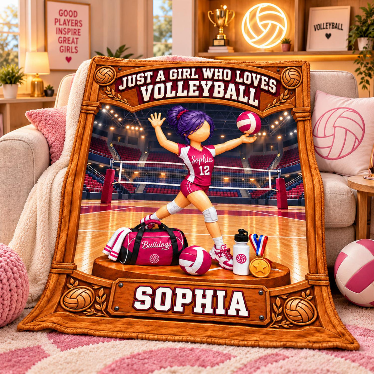 Just A Girl Who Loves Volleyball, Personalized Volleyball Girl Blanket, Custom Player Name Gift, Gift For Volleyball Lovers C2408 Hv01 KL07