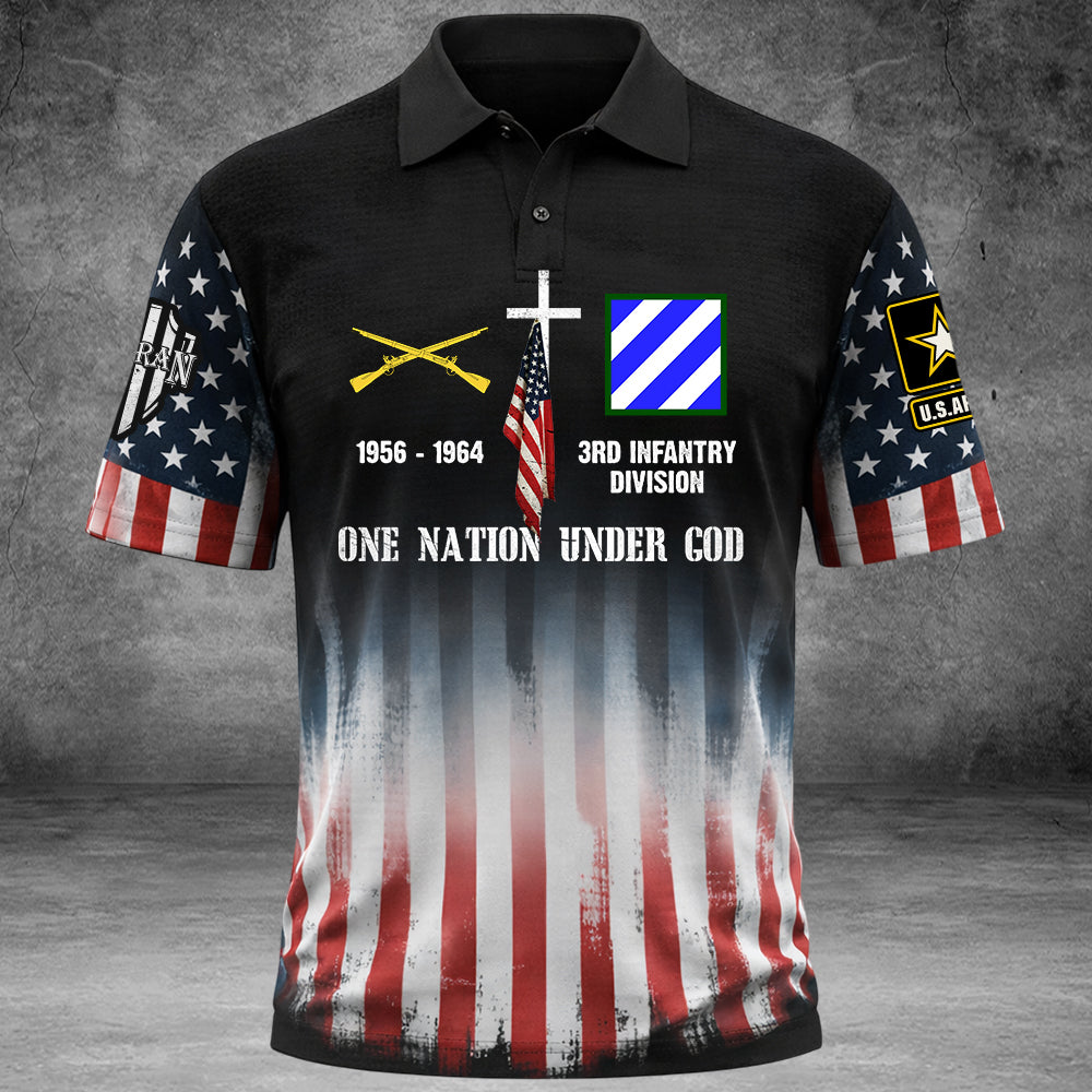 Custom All Over Print Shirt One Nation Under God Custom Division Badges Military Gift For Veteran K1702 Trhn