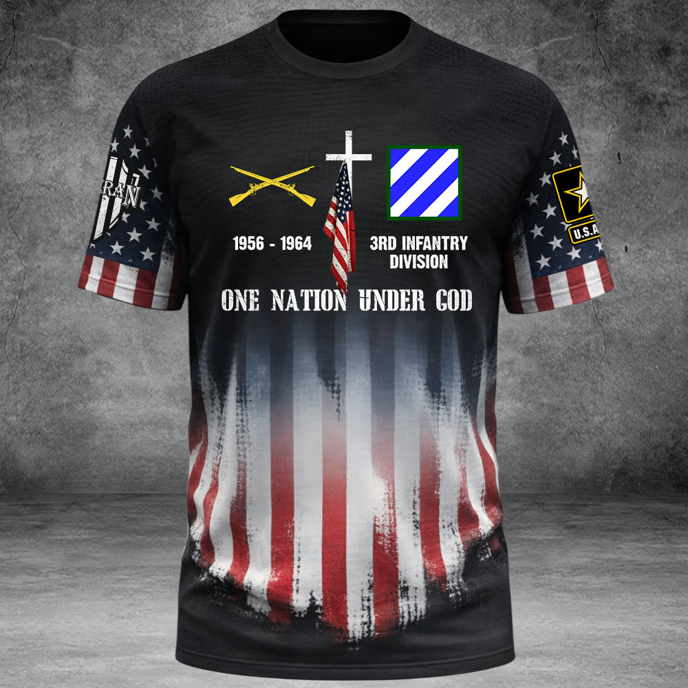 Custom All Over Print Shirt One Nation Under God Custom Division Badges Military Gift For Veteran K1702 Trhn