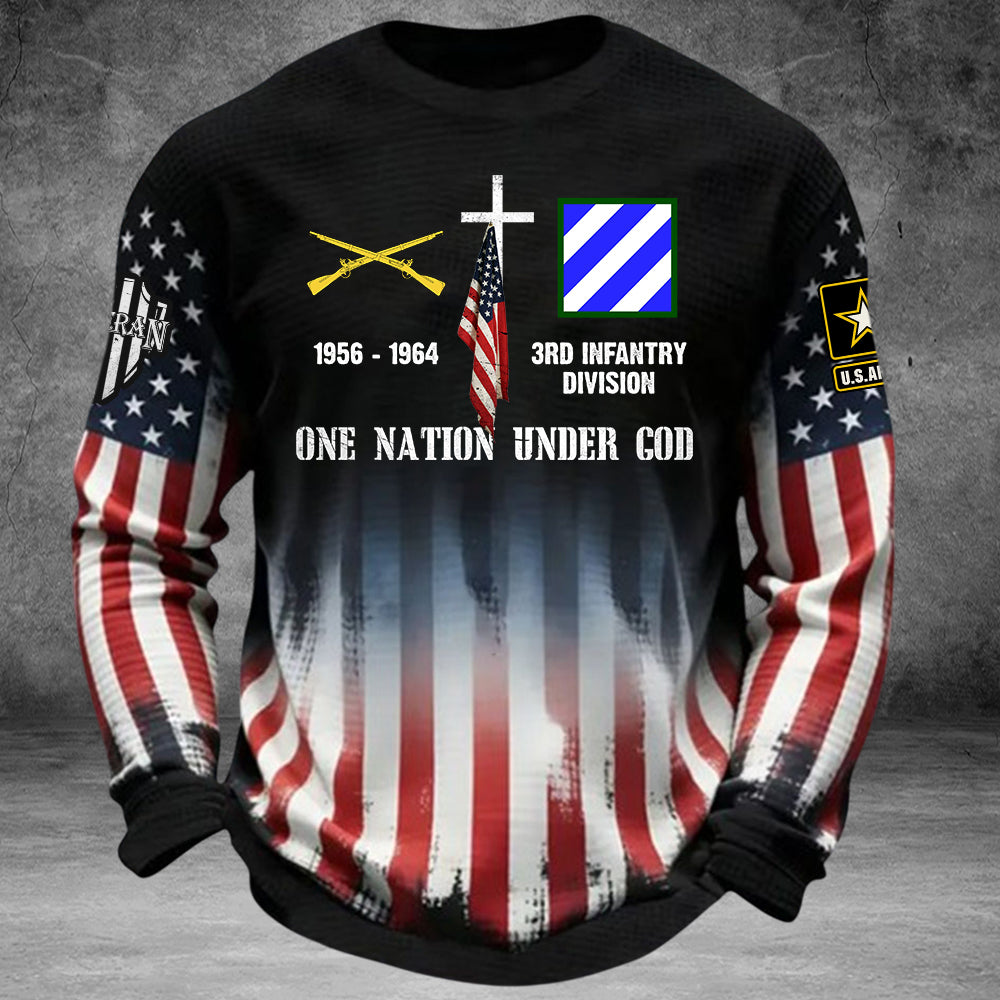 Custom All Over Print Shirt One Nation Under God Custom Division Badges Military Gift For Veteran K1702 Trhn
