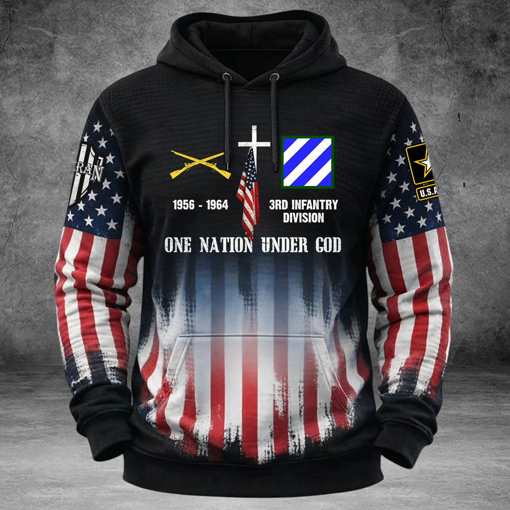 Custom All Over Print Shirt One Nation Under God Custom Division Badges Military Gift For Veteran K1702 Trhn