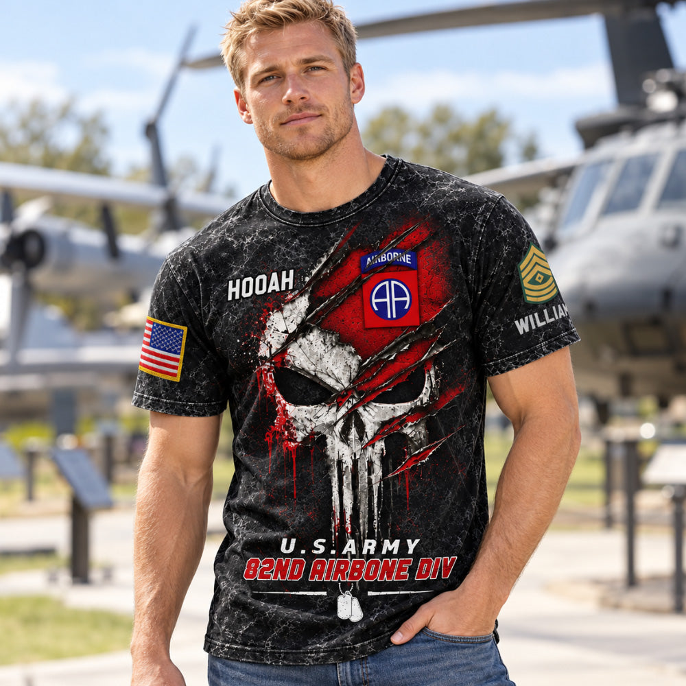 Custom Veteran Shirt Skull Division Military Available All Military Branches, Rank, Veteran Shirt K1702 MT2