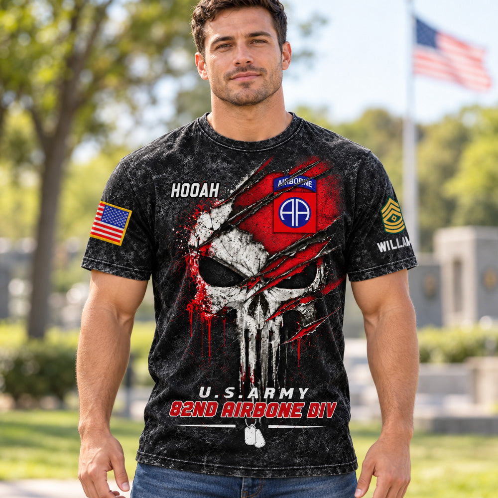 Custom Veteran Shirt Skull Division Military Available All Military Branches, Rank, Veteran Shirt K1702 MT2