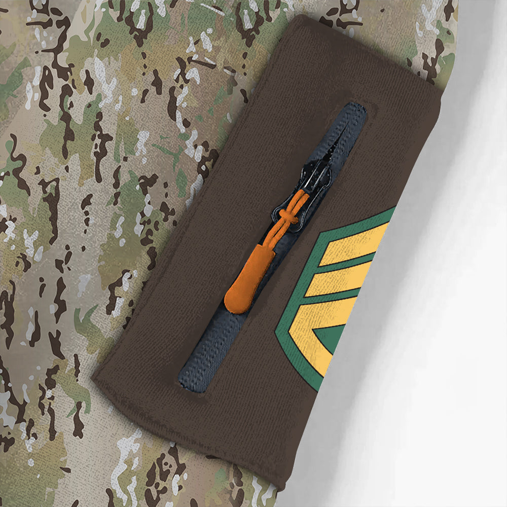 Personalized Hoodie Half Zipper Proudly Served Pattern Camouflage U.S Military Veteran Gift For US Military Veteran K1702 Trhn