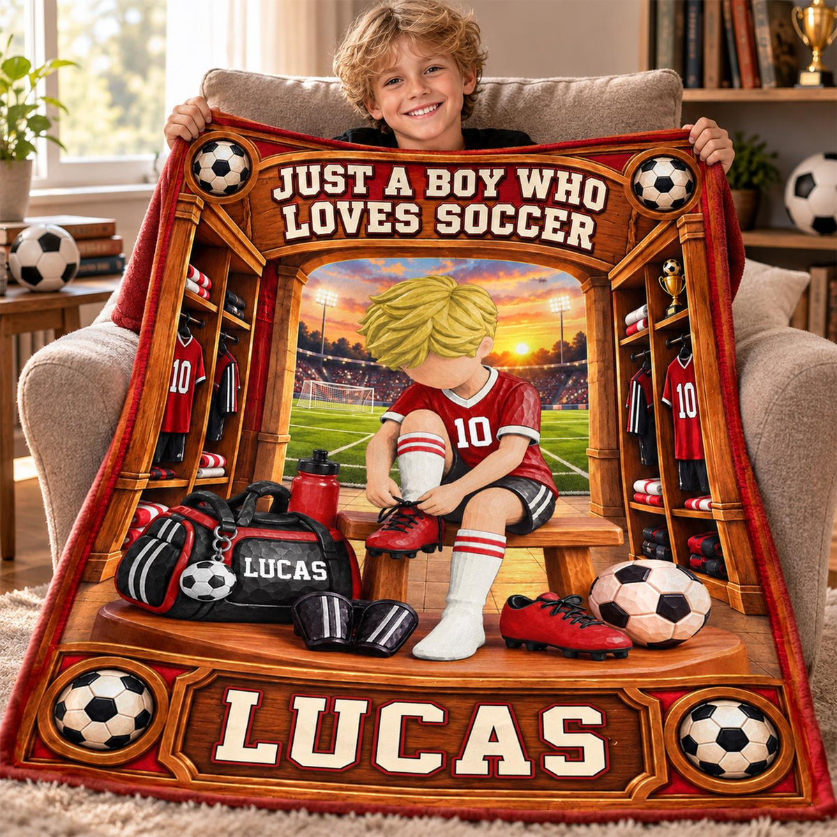 Personalized Soccer Player Blanket, Custom Name Soccer Player Gift Vr1 C2408 Hv01 DH09 