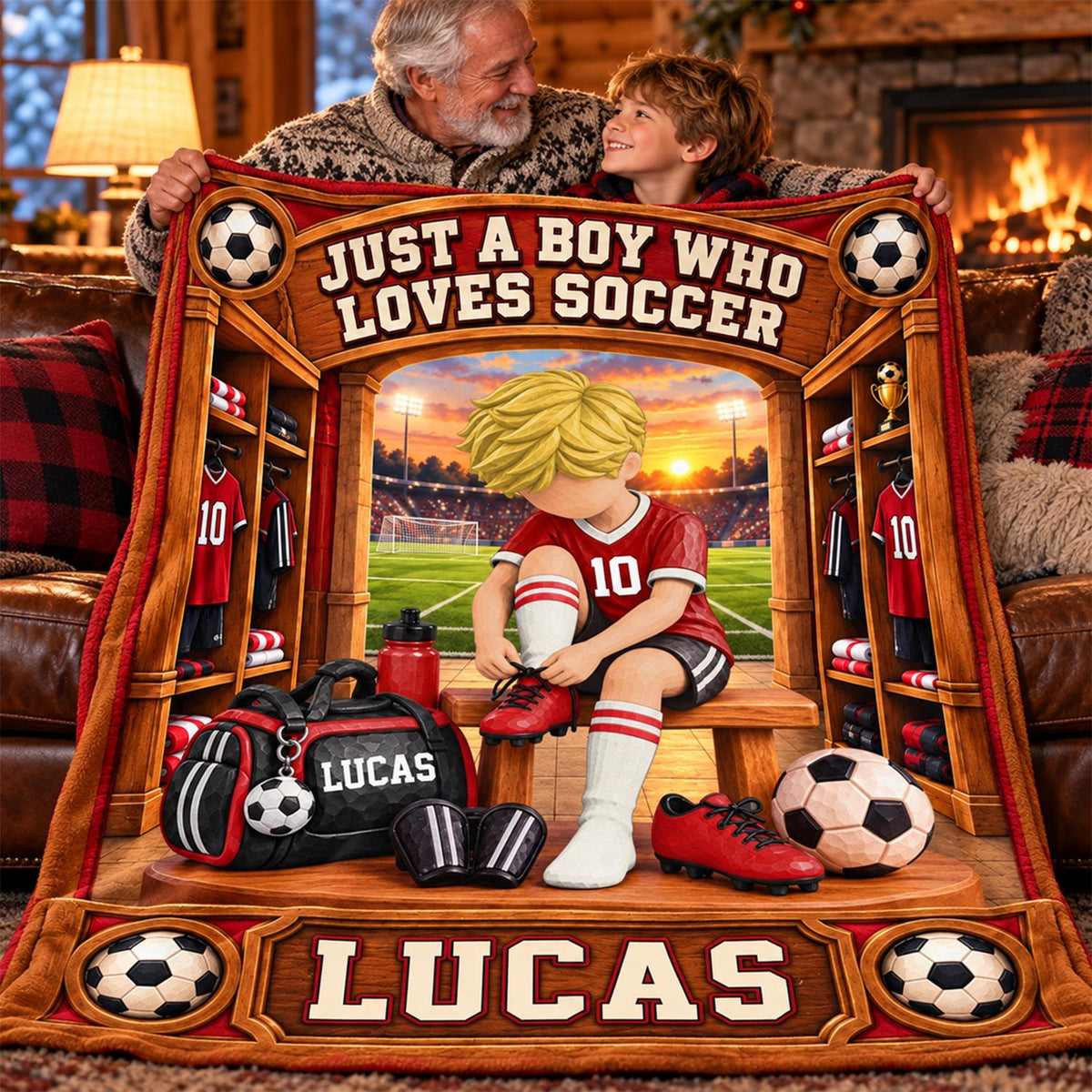 Personalized Soccer Player Blanket, Custom Name Soccer Player Gift Vr1 C2408 Hv01 DH09 