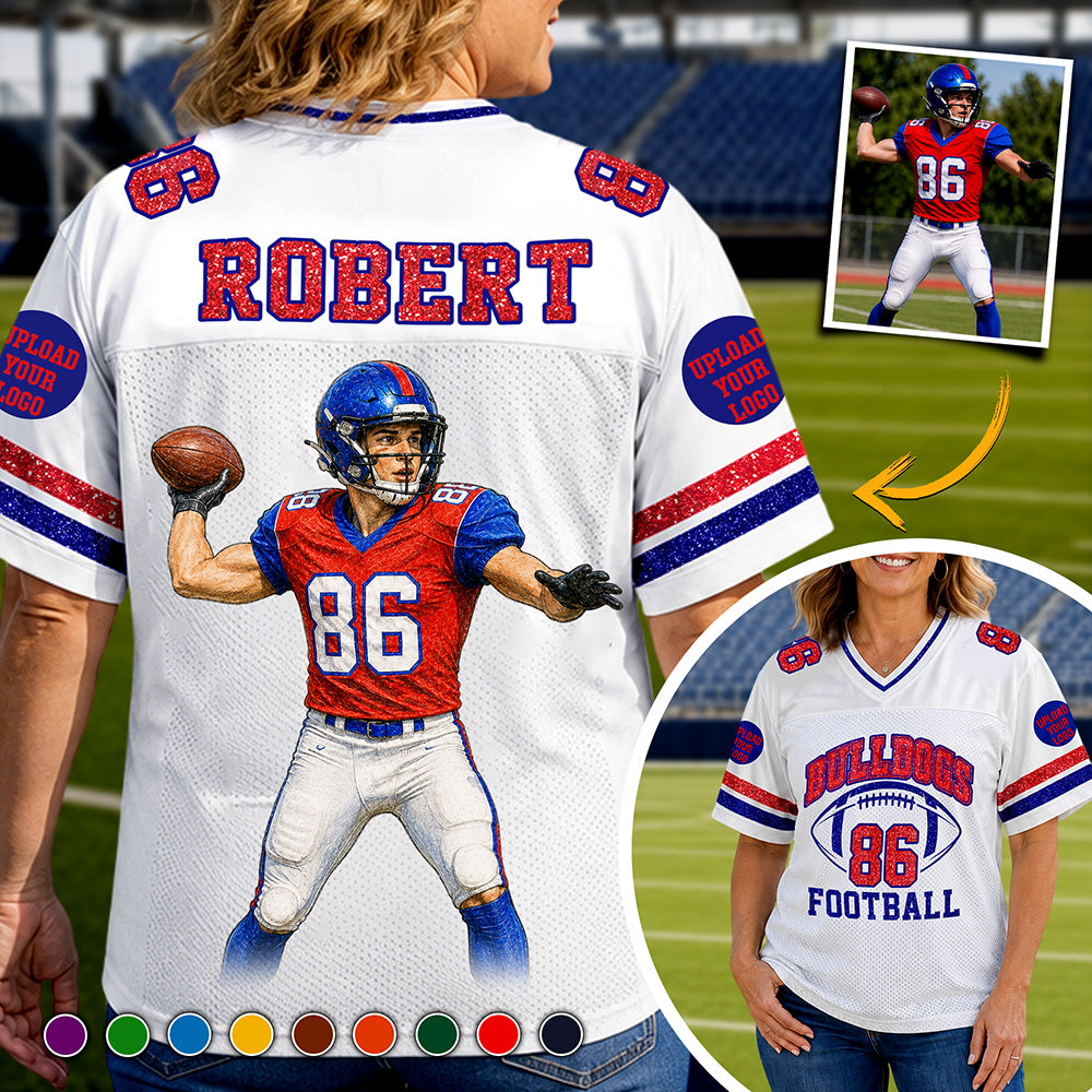 Personalized Football Mom Jersey Custom Photo Football Player - Sport Loving Family Gifts K1702 MT2