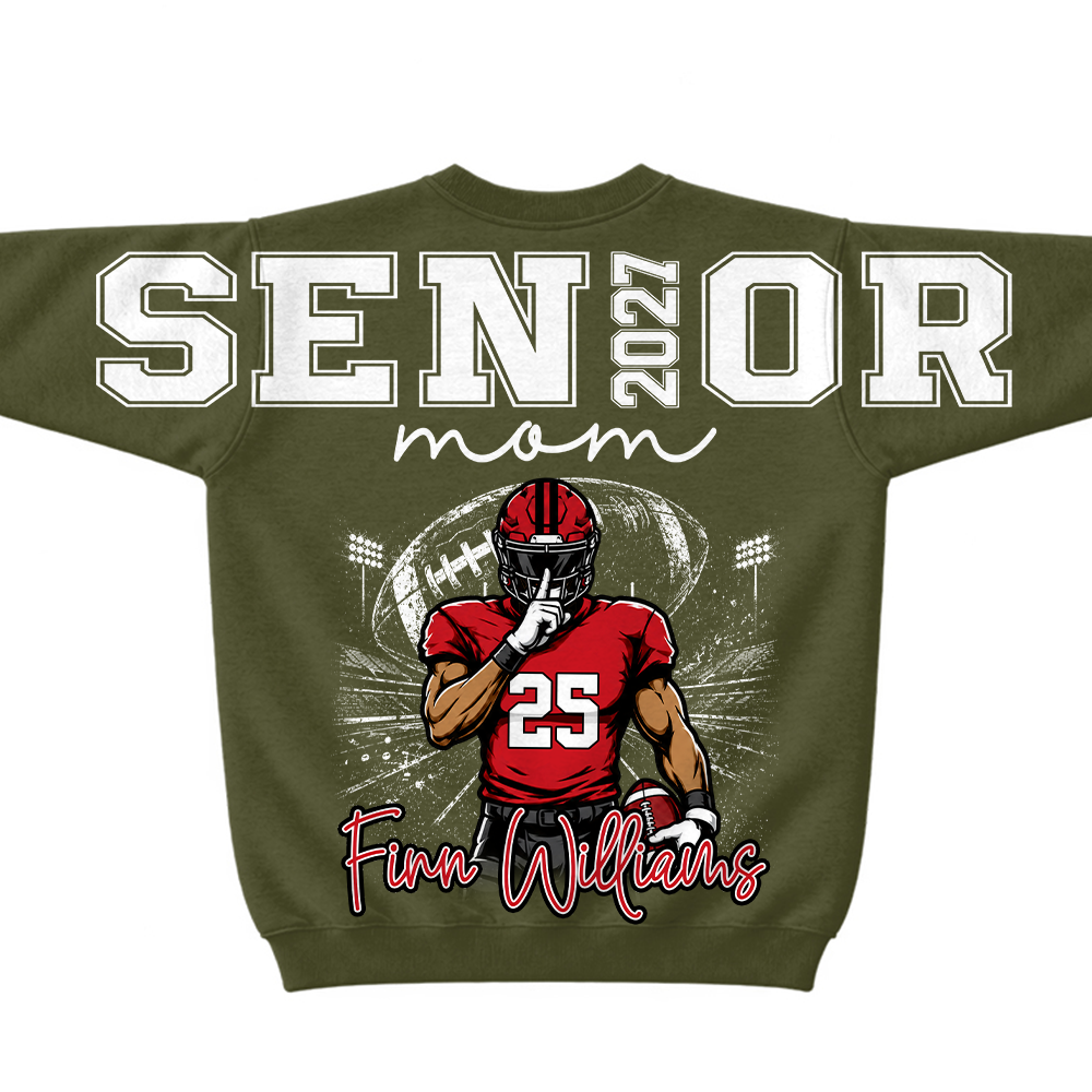 Custom 2027 Senior Football Mom Sweatshirt, Sports Mama Hoodie For Football Lovers L0411 Hv01