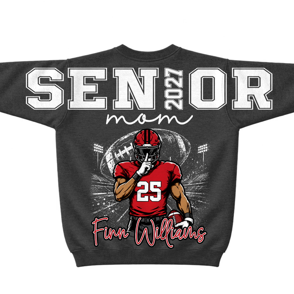 Custom 2027 Senior Football Mom Sweatshirt, Sports Mama Hoodie For Football Lovers L0411 Hv01