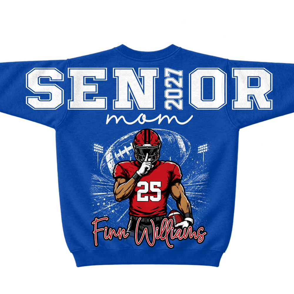 Custom 2027 Senior Football Mom Sweatshirt, Sports Mama Hoodie For Football Lovers L0411 Hv01