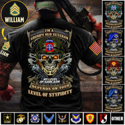 Custom Veteran Shirt I'm A Grumpy Old Veteran My Level Of Sarcasm Gift For Military Veterans K1702 MT2