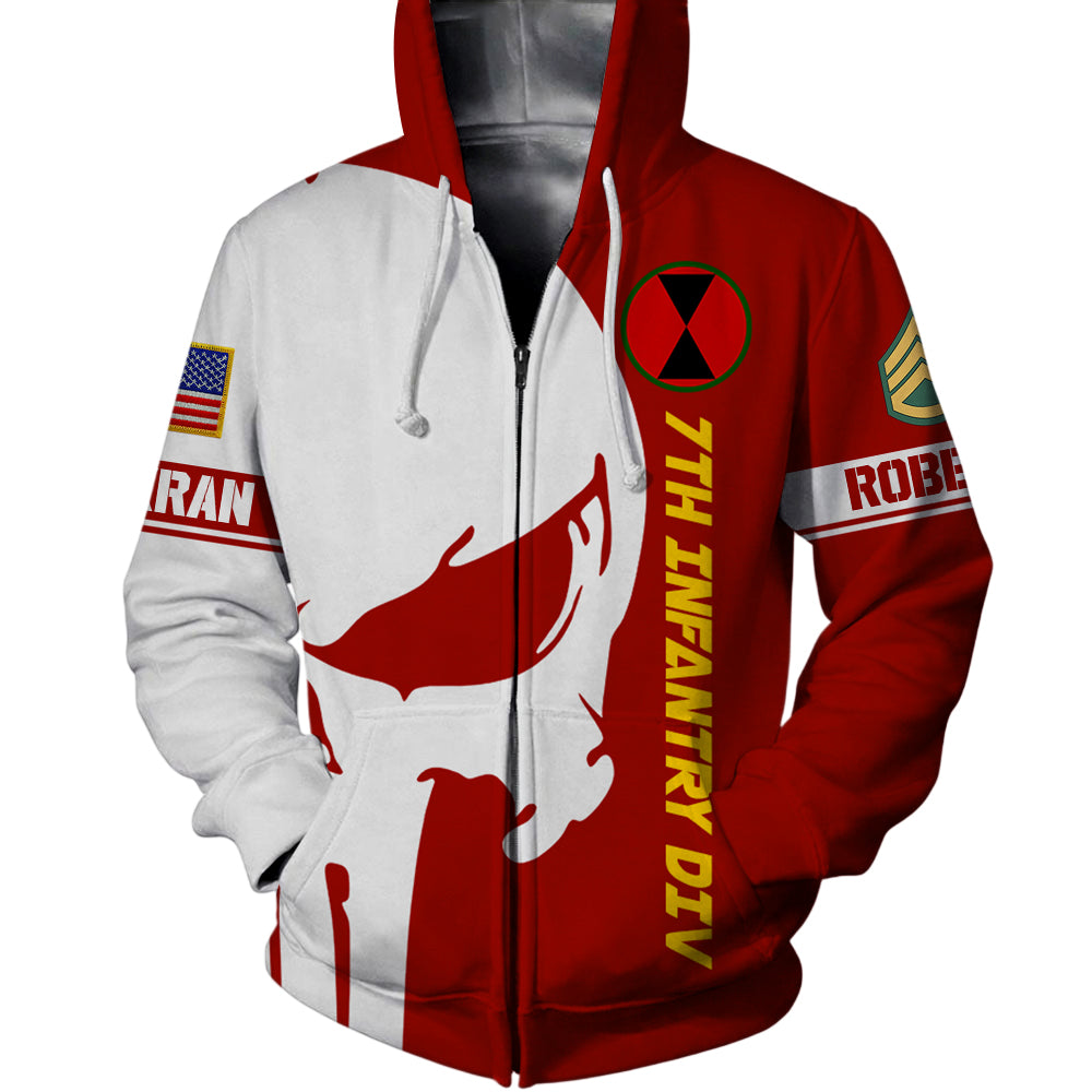 Personalized All Over Print Shirt Veteran Skull Art Custom Military Patches Division Military Gift For Veterans K1702 Trhn