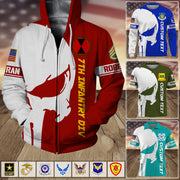 Personalized All Over Print Shirt Veteran Skull Art Custom Military Patches Division Military Gift For Veterans K1702 Trhn