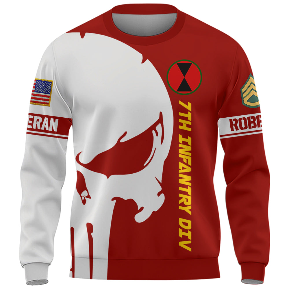 Personalized All Over Print Shirt Veteran Skull Art Custom Military Patches Division Military Gift For Veterans K1702 Trhn