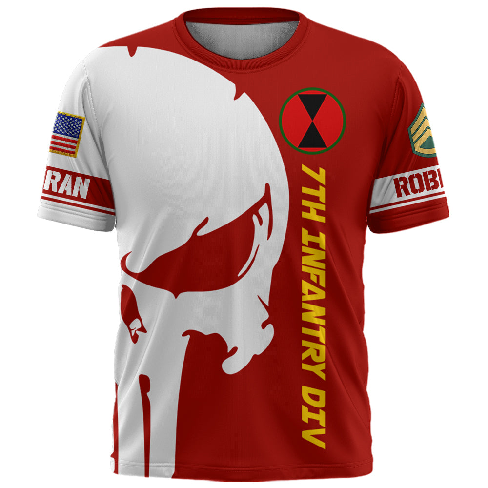 Personalized All Over Print Shirt Veteran Skull Art Custom Military Patches Division Military Gift For Veterans K1702 Trhn