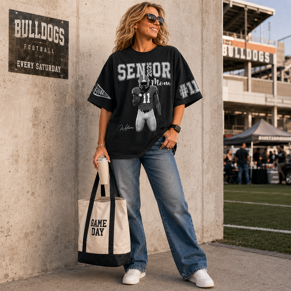 Custom Player Name and Number T-Shirt, Personalized Football Senior Mom Tee, Football Game Day Gift Na02 Hv01