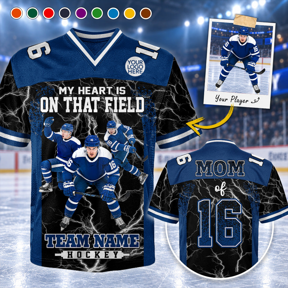 Custom My Heart Is On That Field Hockey Shirt, Gift For Hockey Lovers L0411 Hv01
